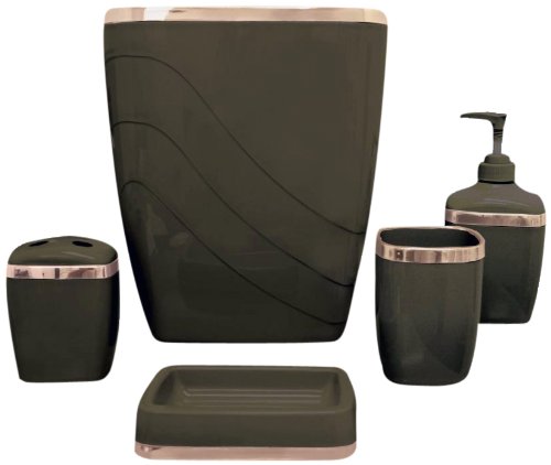 Carnation Home Fashions Set de Accesorios plásticos para el baño, 5 Piezas, Color marrón