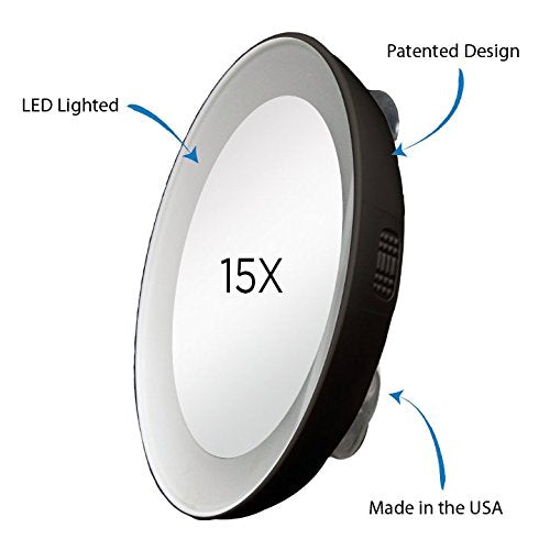 Zadro 15X Next Generation LED Lighted Spot Mirror, Black Finish
