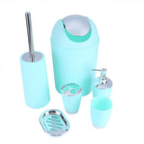 Yosoo 6 Piezas de Plástico Juego de Accesorios de Baño de Lujo Juego de Baño Botellas de Loción Cepillo de Dientes Tenedor de Dientes Taza de Jabón Jabón de Inodoro Cepillo de Basura (Verde Menta)