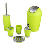 Set de accesorios de baño Etbotu, 6 piezas- Botella de loción, Copa de enjuague bucal, Jabonera, Portacepillos de dientes, Contenedor de residuos, Cepillo de tocador, Herramientas de lavado de artículos para el hogar, Negro, 1