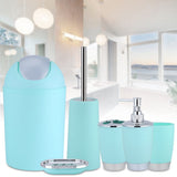 Yosoo 6 Piezas de Plástico Juego de Accesorios de Baño de Lujo Juego de Baño Botellas de Loción Cepillo de Dientes Tenedor de Dientes Taza de Jabón Jabón de Inodoro Cepillo de Basura (Verde Menta)