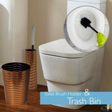SereneLife - Juego de accesorios para baño y fregadero de 6 piezas - Acabado en bronce - El kit de accesorios modernos de tocador incluye vaso, soporte para cepillo de dientes y para retrete, dispensador de loción, jabonera y cesto - SLBATAC05