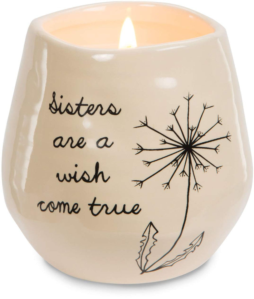 Pavilion Gift Company 77113 Plain Diente de león Wishes – Hermanas son un deseo Come True Amarillo Serenity de soja – Vela aromática, de cerámica