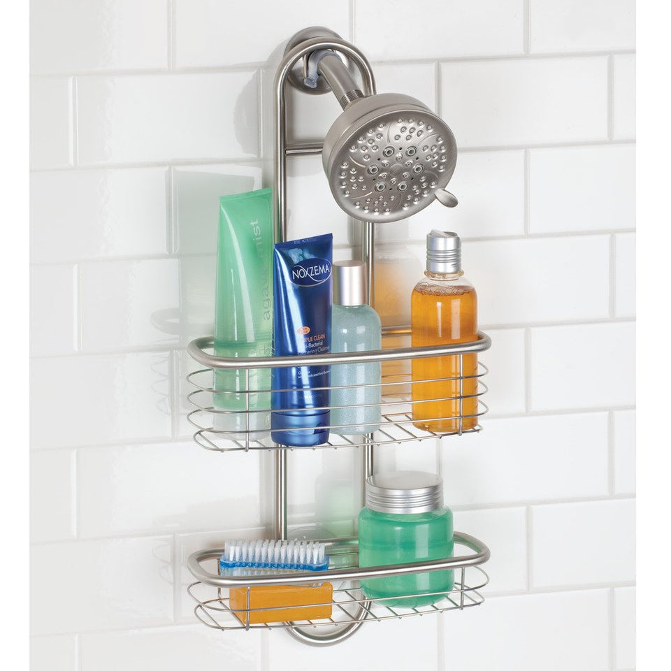 InterDesign Forma Ultra Estantería de baño para Colgar del Brazo de Ducha, Estante de Ducha sin Taladro en Acero Inoxidable, Plateado