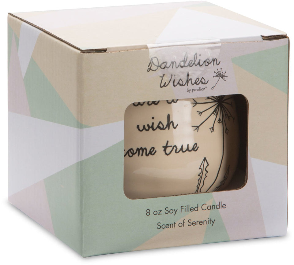 Pavilion Gift Company 77113 Plain Diente de león Wishes – Hermanas son un deseo Come True Amarillo Serenity de soja – Vela aromática, de cerámica