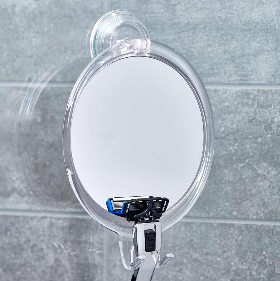 InterDesign Power Lock Espejo de baño para afeitarse, Espejo de Maquillaje a Prueba de roturas en plástico con Ventosa Resistente, Transparente
