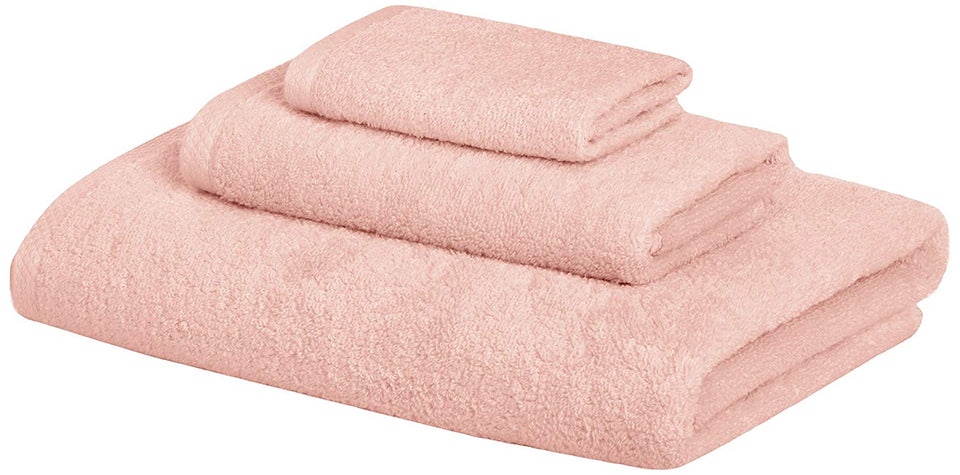 Juego de toallas de secado rápido AmazonBasics 100% algodón, 3 piezas, rosa pétalo