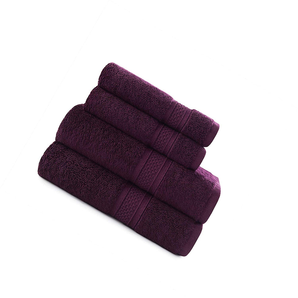 Baltic Linen Juego de Toallas de baño de 6 Piezas de Lujo de bambú y algodón, Purple Oxford, Juego de 4 Piezas, 1, 1