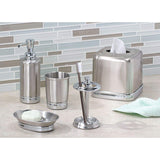 InterDesign York Metal Portacepillos de Dientes, Soporte Organizador de baño para Utensilios de Maquillaje en Acero Inoxidable, Plateado/Plateado Mate