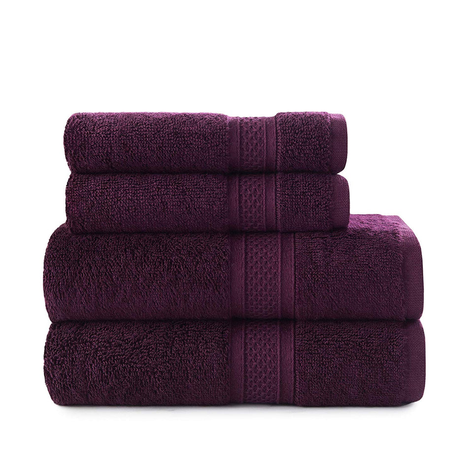 Baltic Linen Juego de Toallas de baño de 6 Piezas de Lujo de bambú y algodón, Purple Oxford, Juego de 4 Piezas, 1, 1